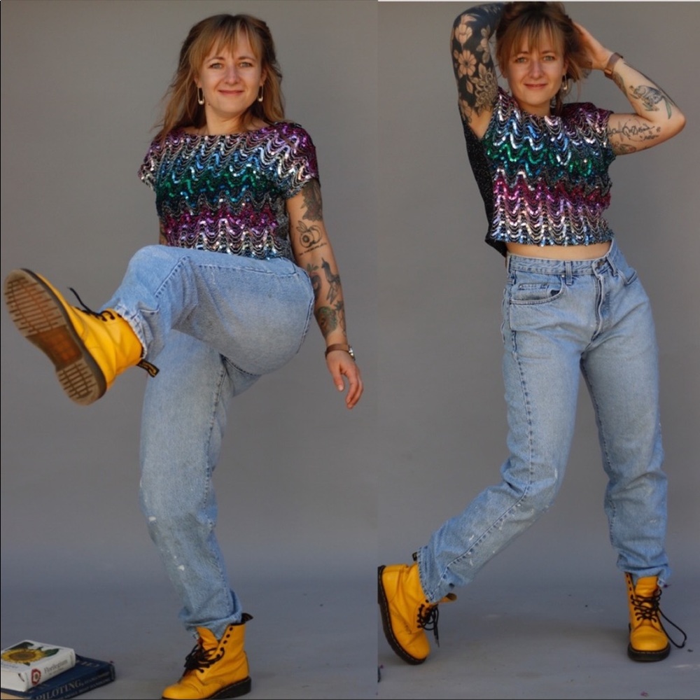 Vintage 90's Grunge DR. MARTENS High-Waisted Button fly Distressed Jeans